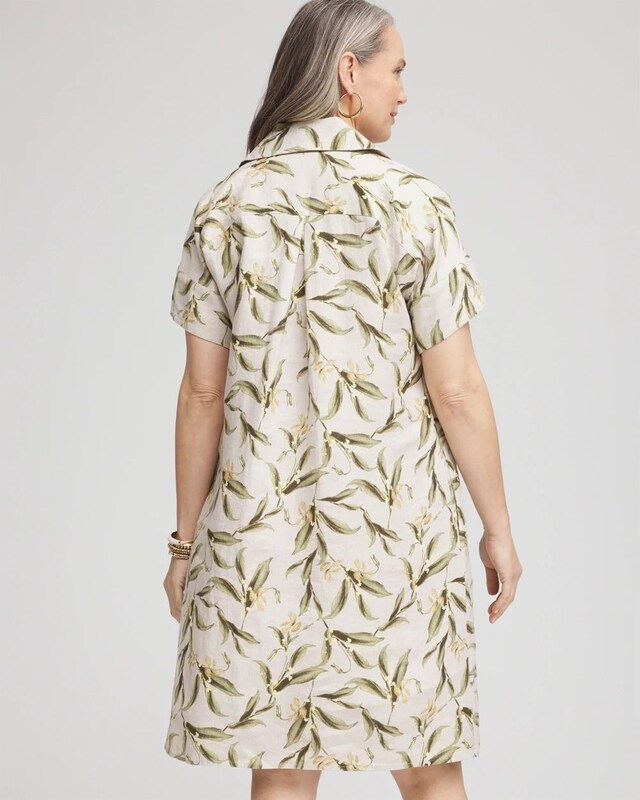 Leaf Print Linen Shirtdress - image 3